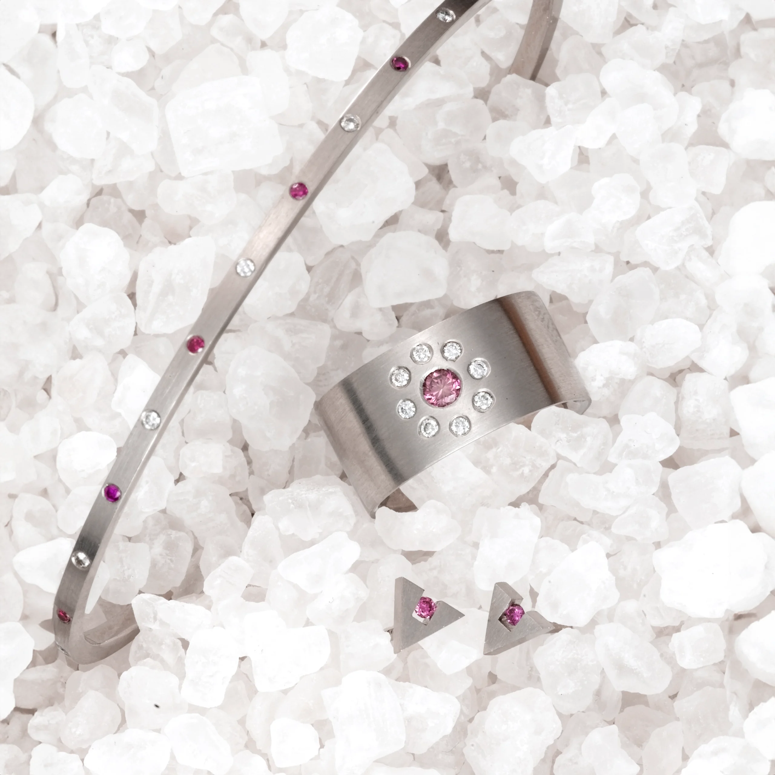 Ladies Pink and White Diamond Set